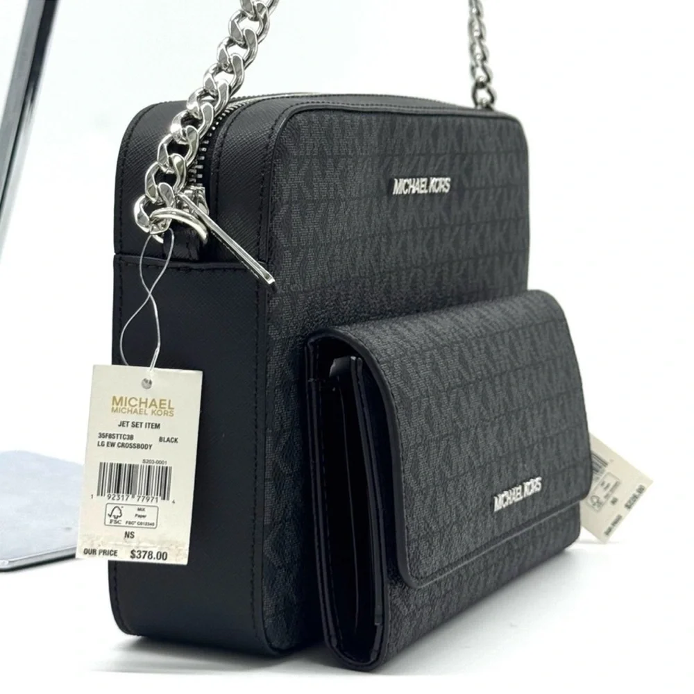 Michael Kors Large Jet Set Travel Logo Crossbody Bag & Matching Trifold Wallet